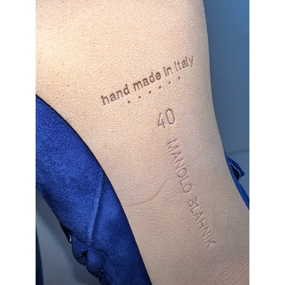 Manolo Blahnik Hangisi Blue Suede Ankle Bootie EU40 - Picture 10 of 13